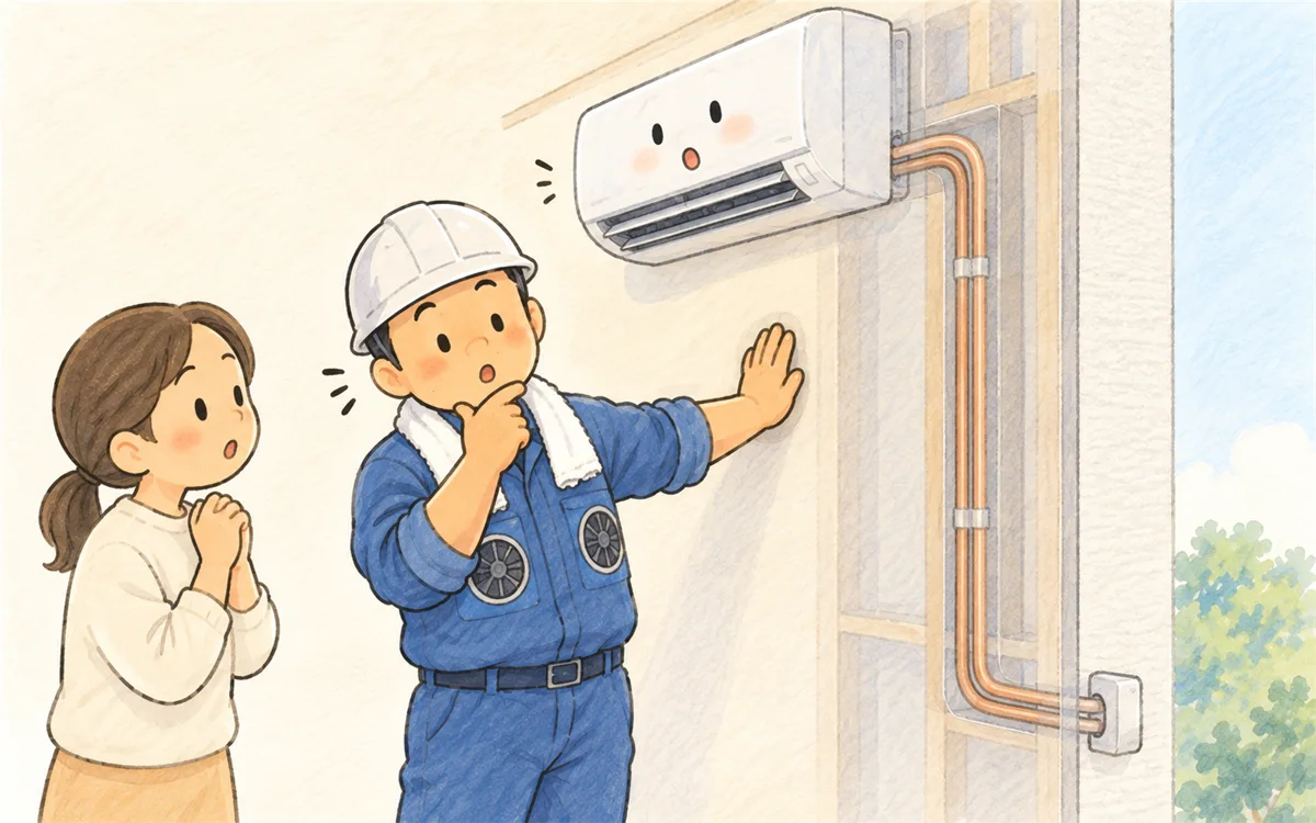 壁の中を通る隠蔽配管を透かして見せるイラスト
